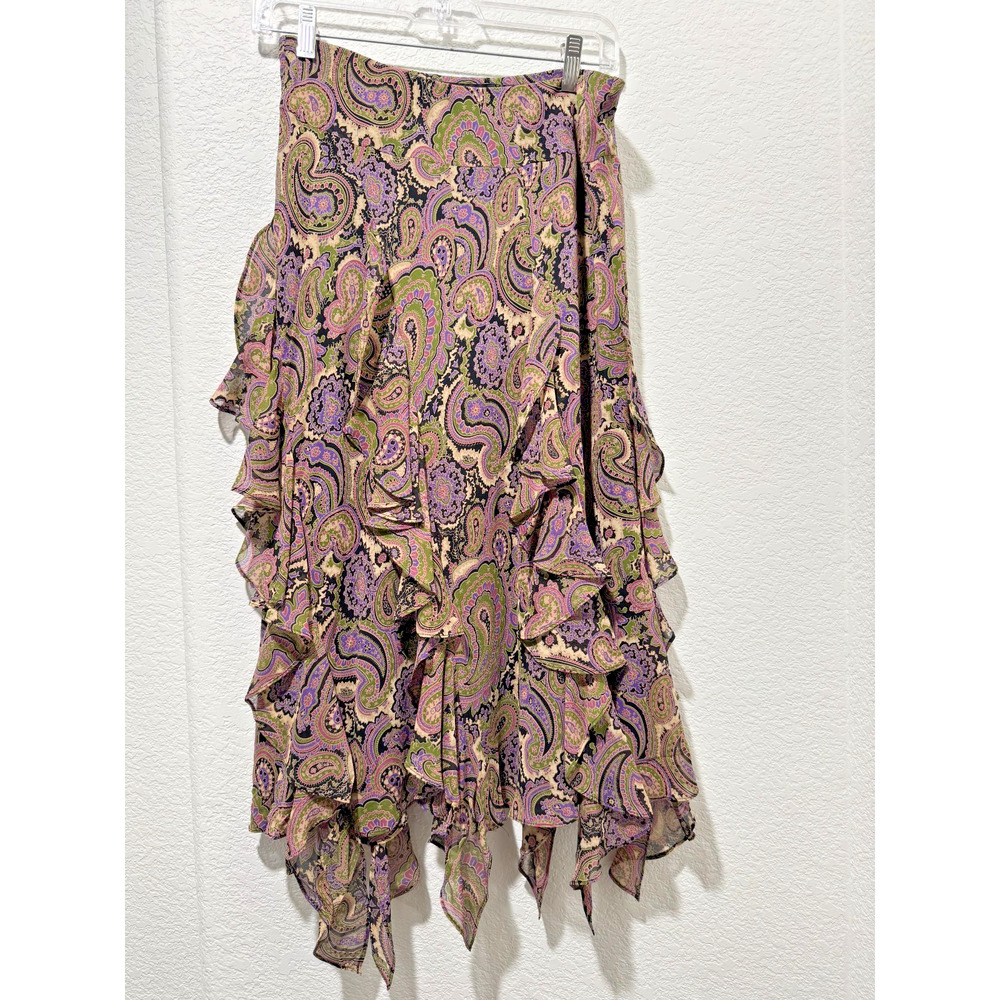 Y2K Vtg Fairy Sheer Skirt Silk Black Purple Whimsy Ethereal Sz 6 Handkerchief
